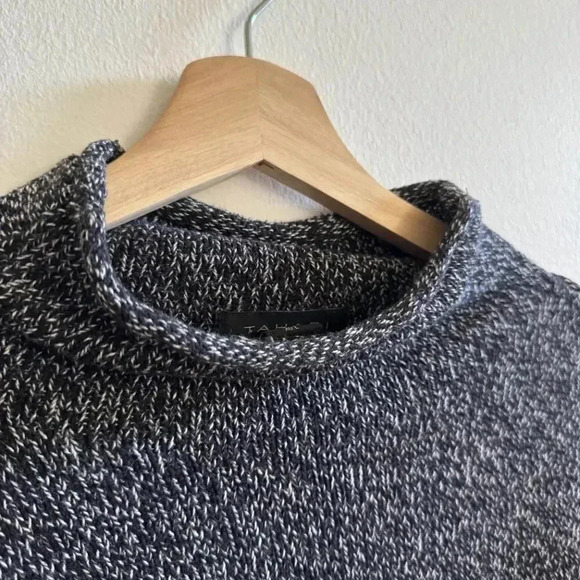 Tahari Roll Neck Sweater | Black Heathered Effect | Medium Large - Picture 4 of 8